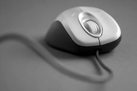 Close up shot of a computer mouse on solid color background Stock Photos