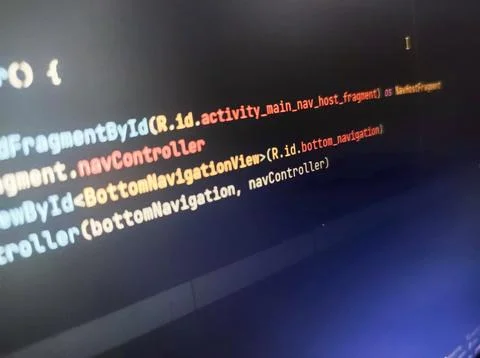 A close-up shot of a computer screen displaying a snippet of coding in various Stock Photos