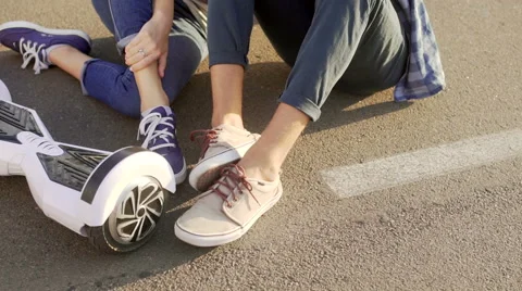 Close up shot of couple with hoverboards  Stock Footage 68919676