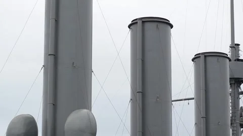 Close Up shot of The cruiser Aurora after a renovation parking on the Petrograd  Stock Footage 66422008
