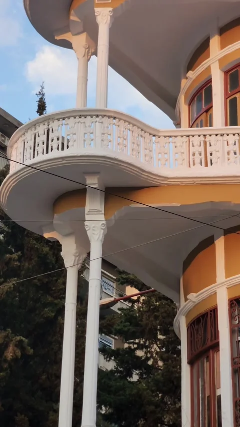 Close-up shot of the curved balcony Stock Footage 314247406
