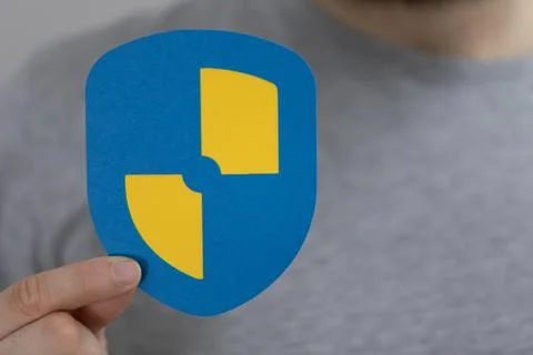 Close-up shot of cybersecurity and network protection icon 写真素材