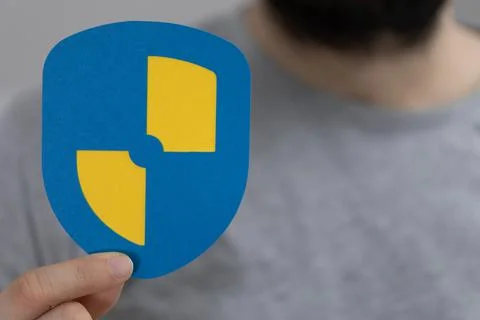 Close-up shot of cybersecurity and network protection icon 库存照片