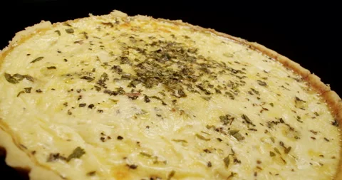 Close Shot, A Delicious Cheese Pie, Quiche, Meal, Cinematic Stock Footage 242429097