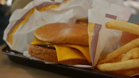 Close up shot of delicious double cheeseburger Stock Footage 323295019