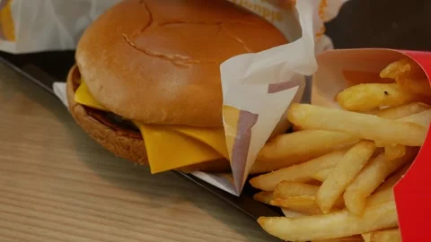 Close up shot of delicious double cheeseburger Stock Footage 324426777