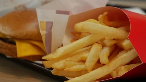 Close up shot of delicious double cheeseburger Stock Footage 325694889