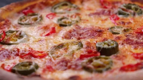 Close up shot of delicious pepperoni pizza with mozzarella Stock Footage 225513560