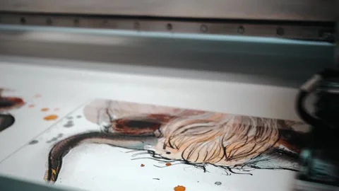 Close up shot of design being printed Stock Footage 135160407