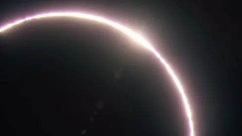 Close Shot of The Diamond Ring of Baily's Beads at Totality During a Total Stock Footage 266772426