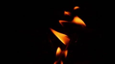 Close shot of different fire flames with black background Stock Footage 148207711