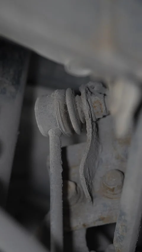 Close up shot of dirty worn car stabilizer sway bar link. Stock Footage 343755589