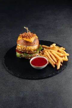 Close-up shot of a double-layer burger. Foto stock