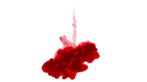 Close-up shot of a drop ink in liquid. Red paint mixes in water and move in slow Video stock 82295909