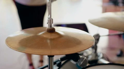 Close up shot drummer playing drums with drumstick Stock Footage 66441494