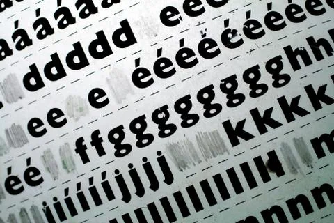 Close up shot of a Dry Transfer Lettering Sheet Foto stock