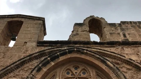 Close Up Shot During Rain of an Old Church Top Stock Footage 90820278
