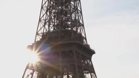Close shot of the Eiffel Tower second floor in Paris by drone Stock Footage 254088985
