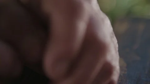 Close up shot of elder fingers Video stock 89342825