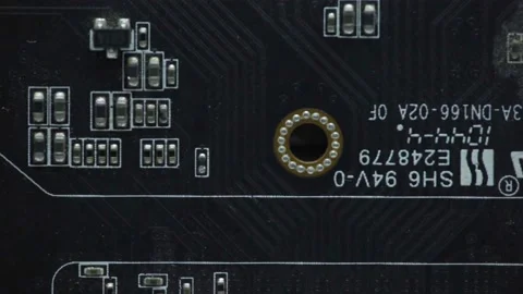 Close up shot of a electronic chip component with circuits and patterns Stock Footage 138939446