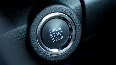 Close up shot of an Engine Start-stop button Stock Footage 239019576