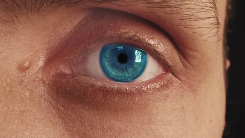 Close up shot of eye opening with beautiful blue iris. Healthy eyesight concept. Stock Footage 148544595