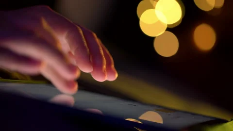 Close up shot of female hand using tablet touching and typing on screen. Stock-Footage 205438511