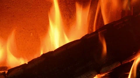 Close up shot of a fire burning in a chimney Stock Footage 72826671