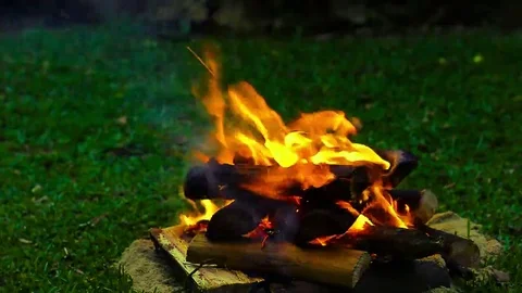 Close shot of a fire pit evening Stock Footage 69108301