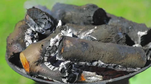 Close up shot of a fireplace with a circular motion around it Видео 151553597