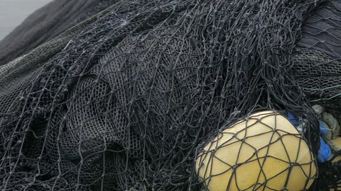 Close up shot of fishing nets, static plan outdoor Stock Footage 71335732