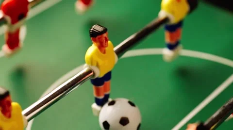 Close up shot of a foosball game table  Stockbeeldmateriaal 47404337