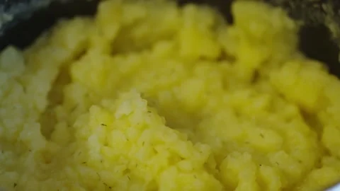 A close-up shot of freshly made hot mashed potatoes. Stock Footage 339210570
