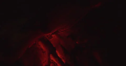 Close up shot of glowing red hot embers Stock Footage 69254594