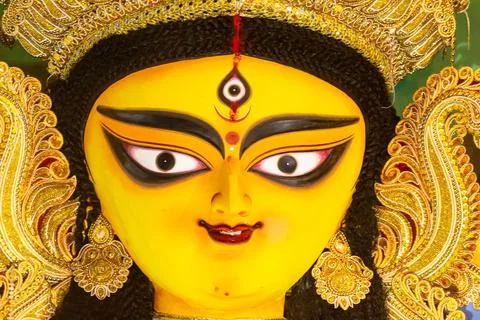 The Close up Shot of Goddess Durga, Durga Pooja, Kolkata Stock Photos