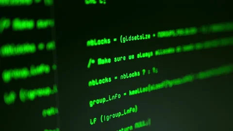 Close up shot of hacker computer code on screen. Tilt down as code types 스톡 동영상 141001431