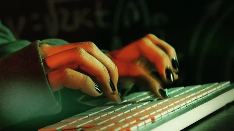 Close up shot of hacker hands Stock Footage 128746574