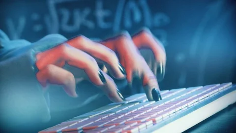 Close up shot of hacker hands Stock Footage 128746653
