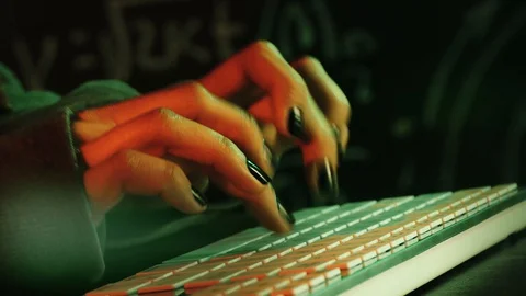 Close up shot of hacker hands Stock Footage 128746850