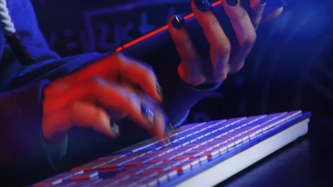 Close up shot of hacker hands Stock Footage 128747331