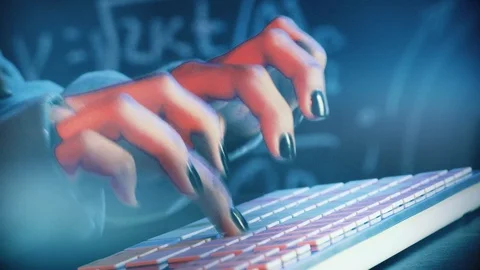 Close up shot of hacker hands Stock Footage 128748148