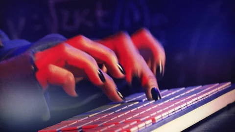 Close up shot of hacker hands Stock Footage 128832940