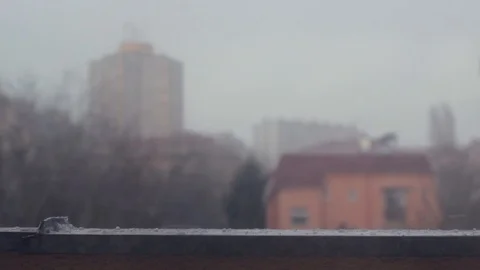 Close-up shot of hail falling on the balcony Stock Footage 90860455