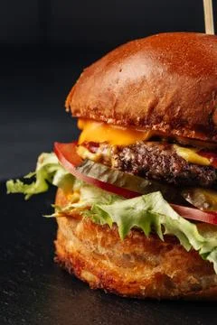 Close-up shot of half a hamburger. Foto stock