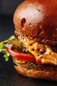 Close-up shot of half a hamburger. Foto stock
