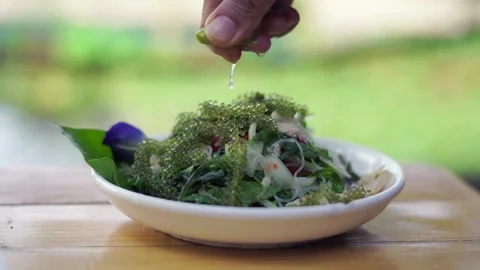 Close up shot of Hand squeezing a slice of lime. Hand Squeezing a Piece of Fresh Stock-Footage 336588792
