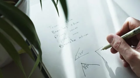 Close up shot of a hand trying to solve a geometry problem by drawing 90 Stock Footage 247984772