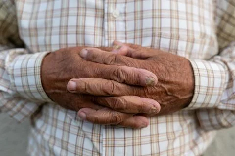 Close up shot of hands of carpenter Stock Photos