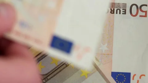 Close Shot of Hands Counting 50 Euro Money Banknotes Stock Footage 61065504