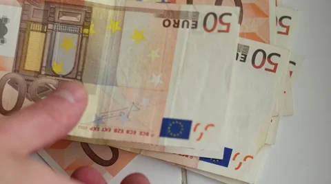 Close Shot of Hands Counting Euro Money Bills Stock Footage 61064361